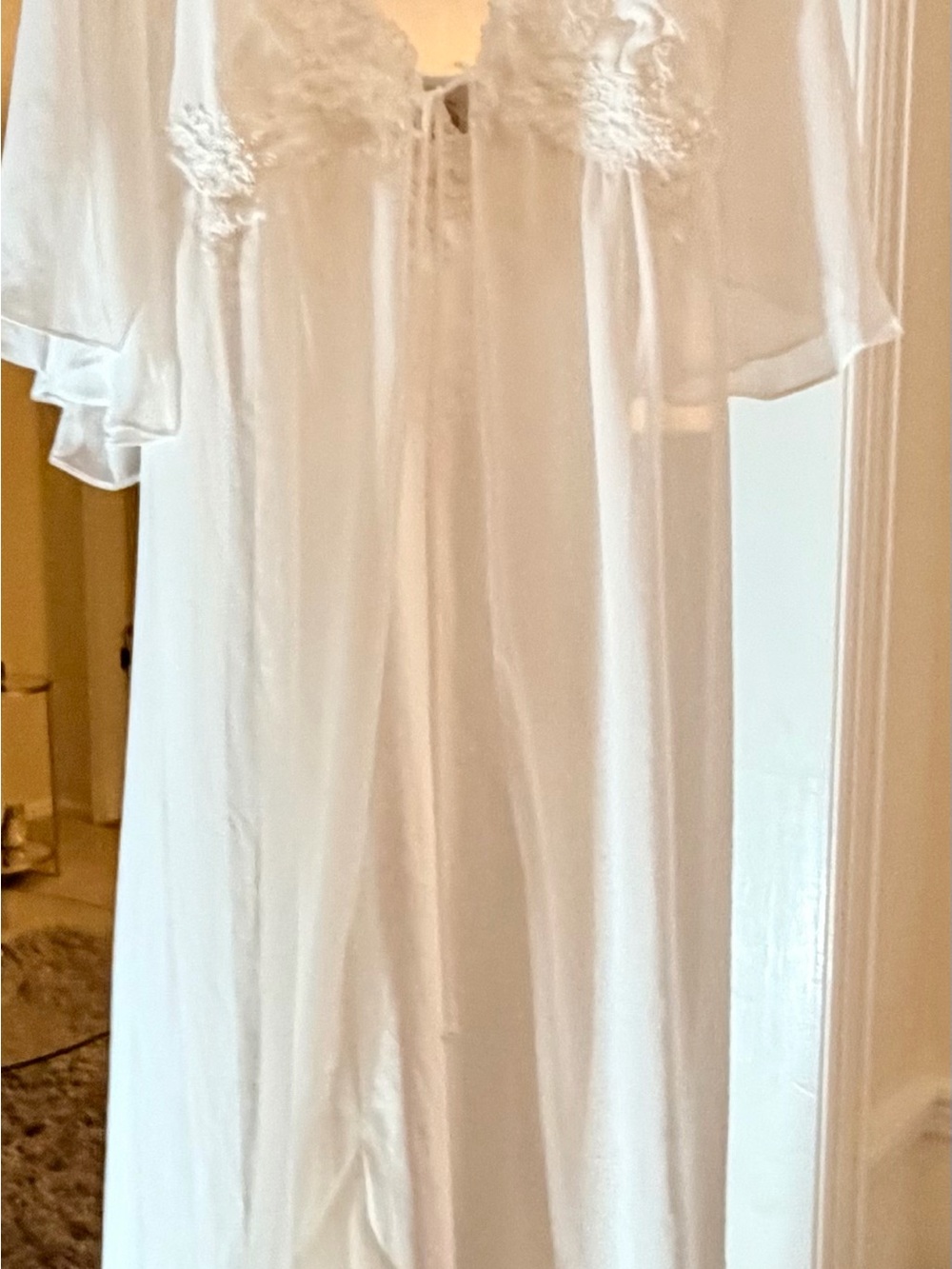 Ivory Lace-Trim Long Chemise Nightgown  and Robe XL - Picture 5 of 9